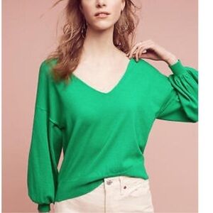 Anthropologie Green Line + Dot Traveler Balloon Sleeve Knit  Sweater Small